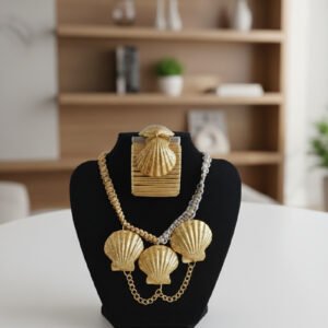 Large Gold Triple-Shell Necklace